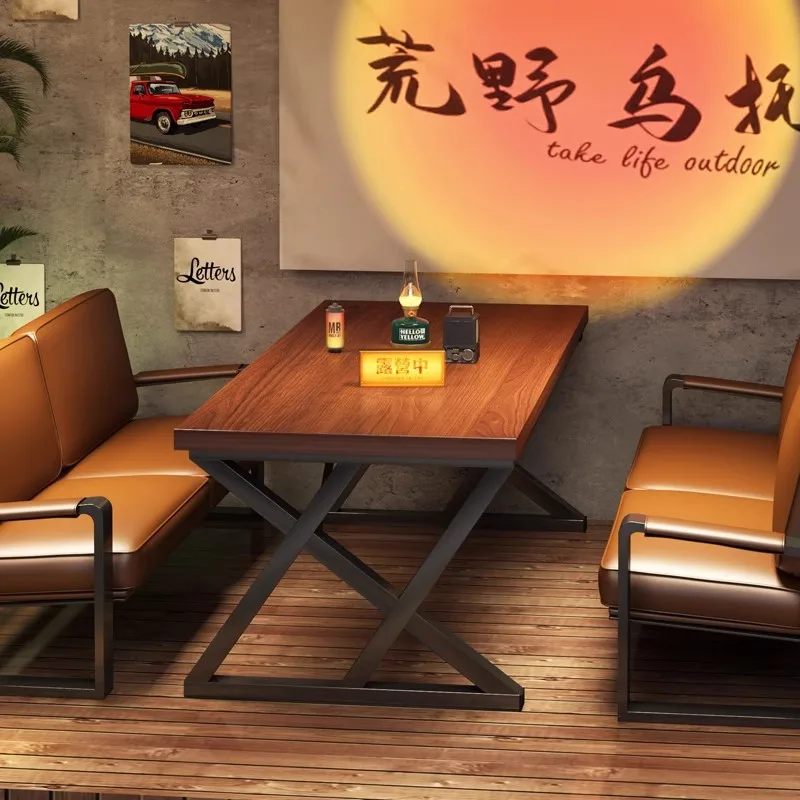 

Table Catering Commercial Rectangle Industrial Style Restaurant Bar Cafe Special Fast Food Restaurant BBQ Restaurant