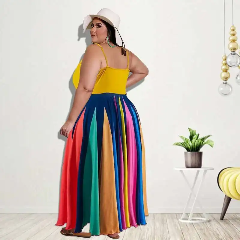 My801 Plus Size Women's Summer New Item Irregular Multi-color Large Swing Dress New Item 2025 Party Summer Elegantes Casual Y2k