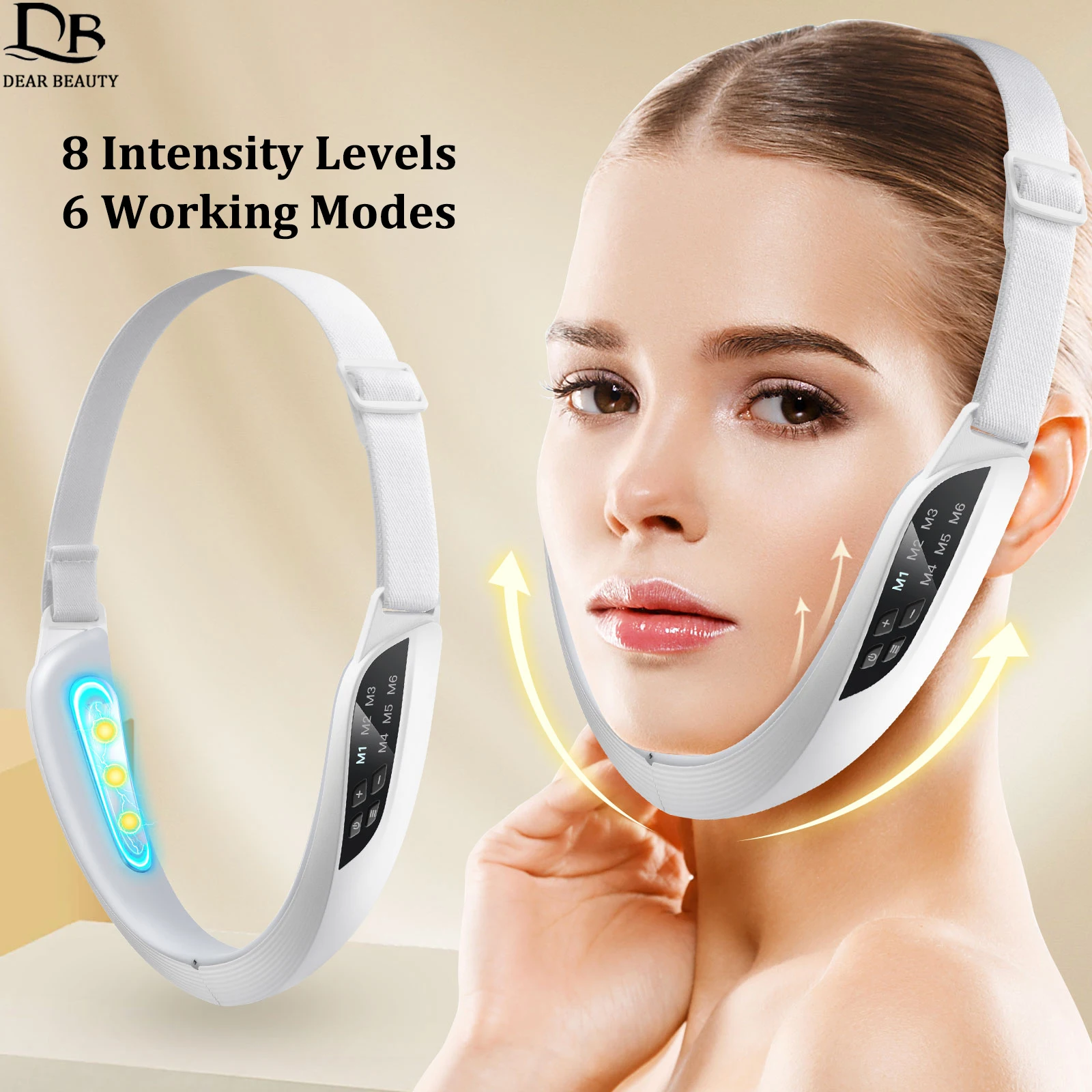 V 라인 페이스 리프팅 머신 EMS 미세 전류 페이셜 마사지 벨트 이중 턱 제거 피부 페이스 슬리밍 뷰티 장치 강화