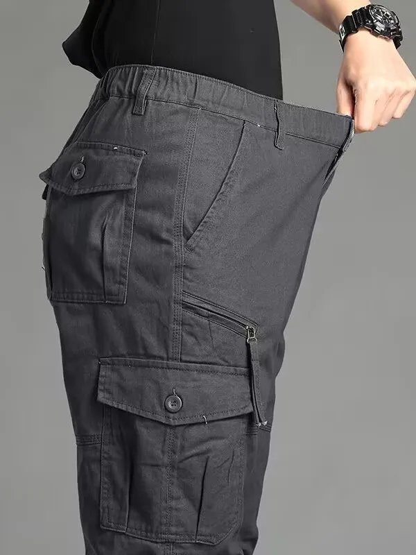 

Мужские повседневные брюки с множеством карманов, прямого кроя, износостойкие, с манжетами, тактические, свободного кроя, для активного отдыха, рабочие брюки