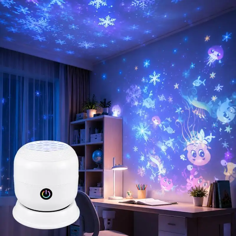 360 Degree Rotating Dynamic Starry Ocean Projection Night Light USB Plug‑in Design Creative Bedroom Decor Preferred Birthday Gif