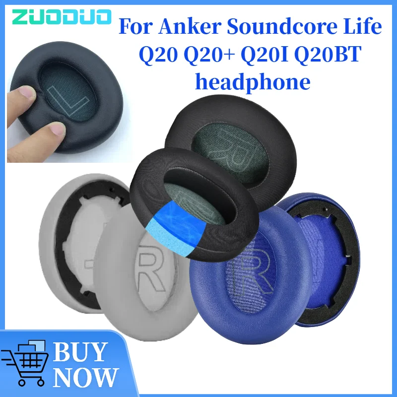 

ZUODUO Cooling-Gel Replacement Earpads for Anker Soundcore Life Q20 Q20+ Q20I Q20BT Gaming Headphones
