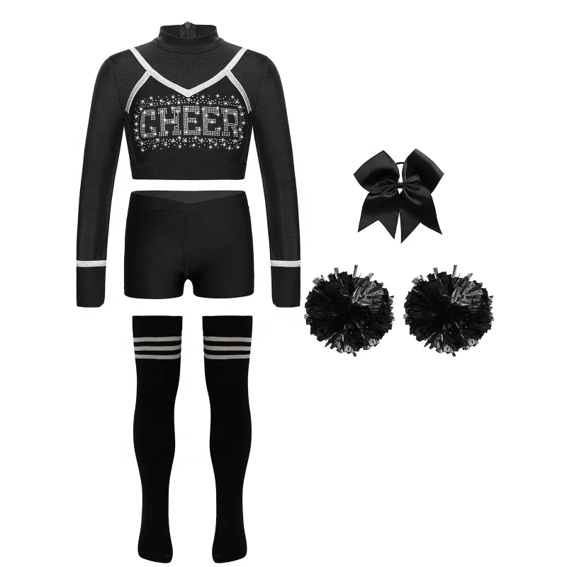 6～16歳向けカスタムチアリーディングユニフォーム、子供用パフォーマンスウェア、女の子用卸売高級長袖ユーススクールチアリーディングユニフォーム
