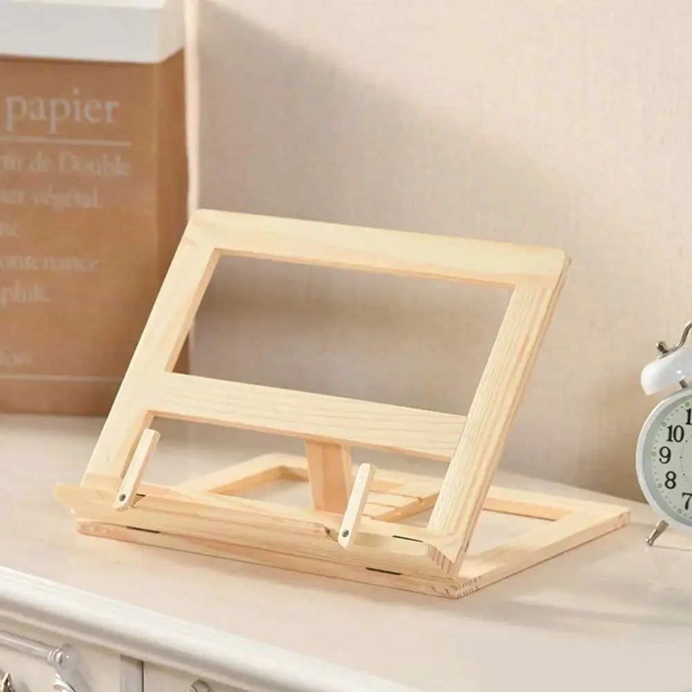 

Bookrest Adjustable Wood Bookends Stand Portable Sturdy Foldable Book Holder Practical Recipe Cookbook Holder School Office