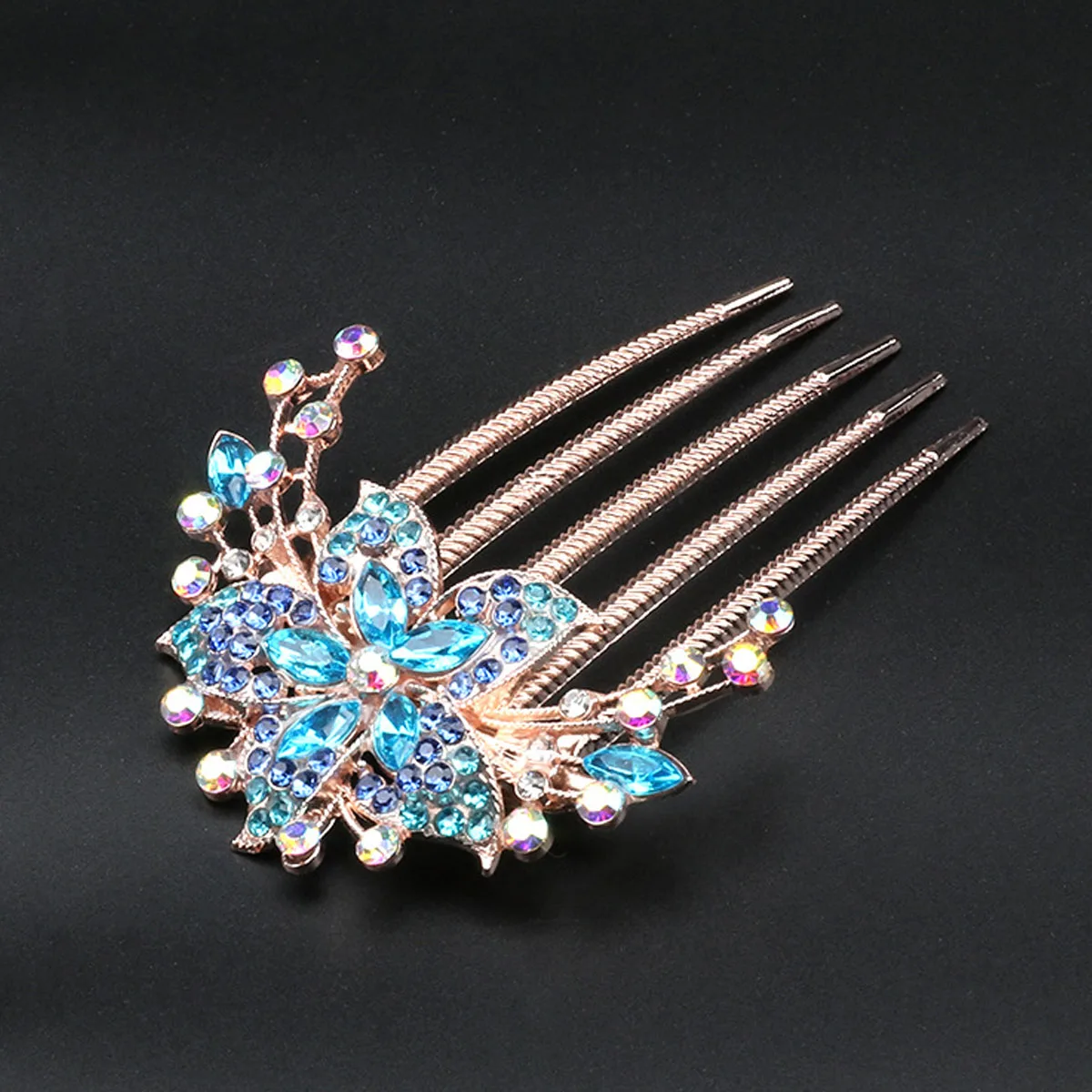 1/3 Buah Sisir Rambut Bunga Kristal Modis untuk Wanita Updo & Aksesori Rambut Pernikahan