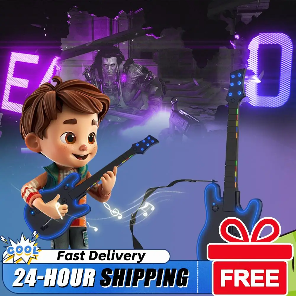 

Wireless Guitar Controller 2.4G Guitar Handle with Strap & Wireless Dongle PC Controller for PS3 PC Guitar Hero Clone Hero