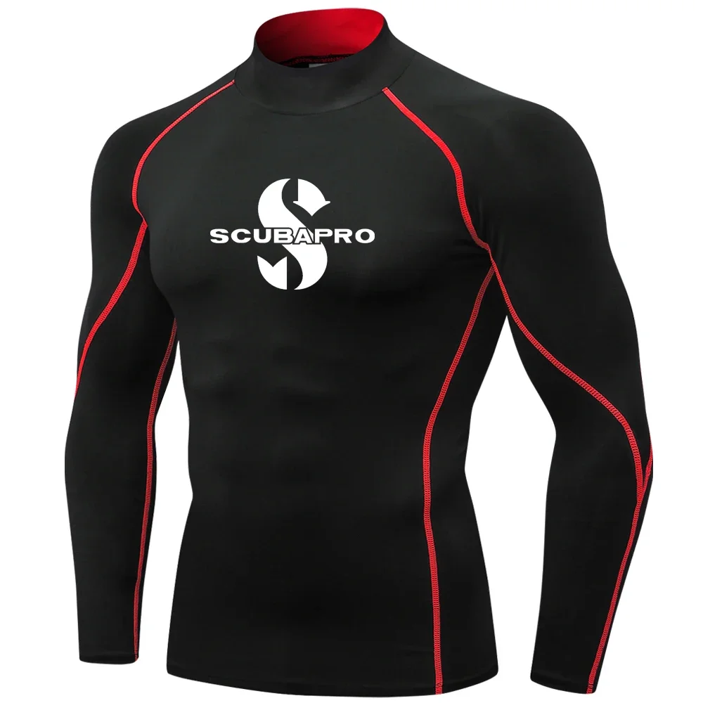 Men Swim Surfing T-shirt Beach UV Protection Swimwear Rash Guard Long Sleeve Diving Wetsuit Rashguard Tops Gear Summer Apparel