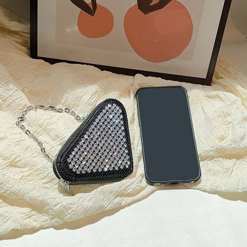 Mini bolso bandolera de diseñador de lujo para mujer, monedero pequeño de diamantes triangulares, marca ostentosa, a la moda