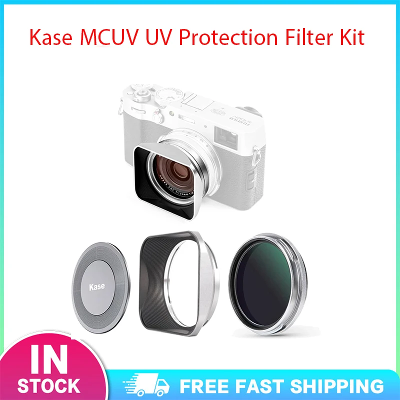 

Kase MCUV UV Protection Filter Kit with Metal Square Lens Hood and Magnetic Lens Cap for Fujifilm X100 Series Camera