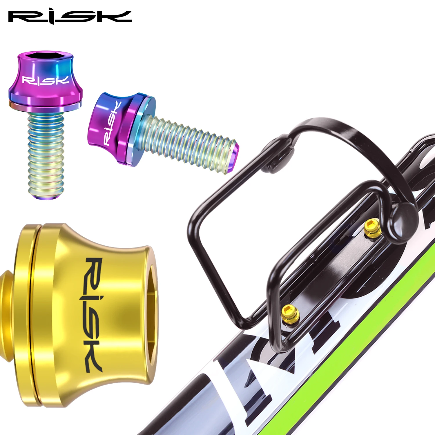 RISK M5x12 Bicycle Water Bottle Cage Fixing Bolts Titanium Road Mountain Bike Water Holder Screws Air Pump Holder Fixed Screws