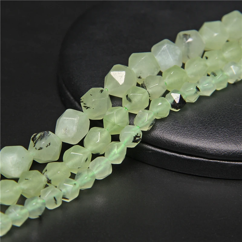 6/8/10MM Faceted Natural Prehnite Bead Loose Spacer Gemstone Beads For Jewelry Making DIY Bracelet Necklace Supplies 15