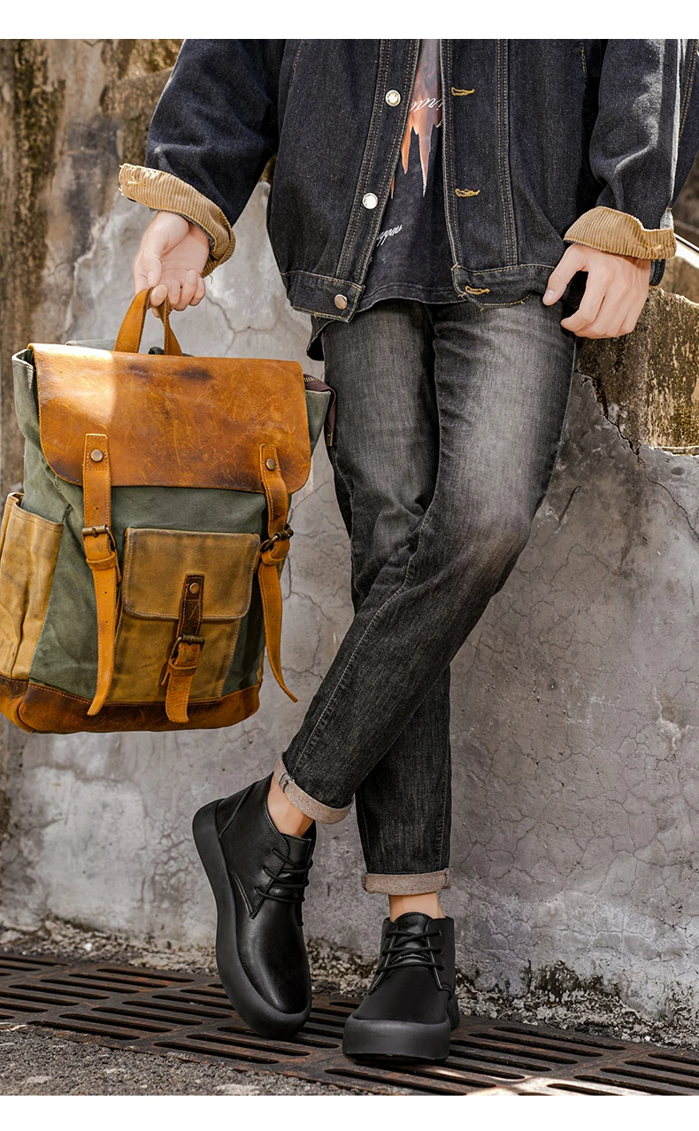 Herrenschuhe in großen Größen für Frühling und Herbst, trendige kurze Stiefel, Schuhe mit dicker Sohle, neue Herren-Lederschuhe mit mittelhohem Schaft und dicker Sohle, lässige und modische Herrenschuhe. – Detail 12