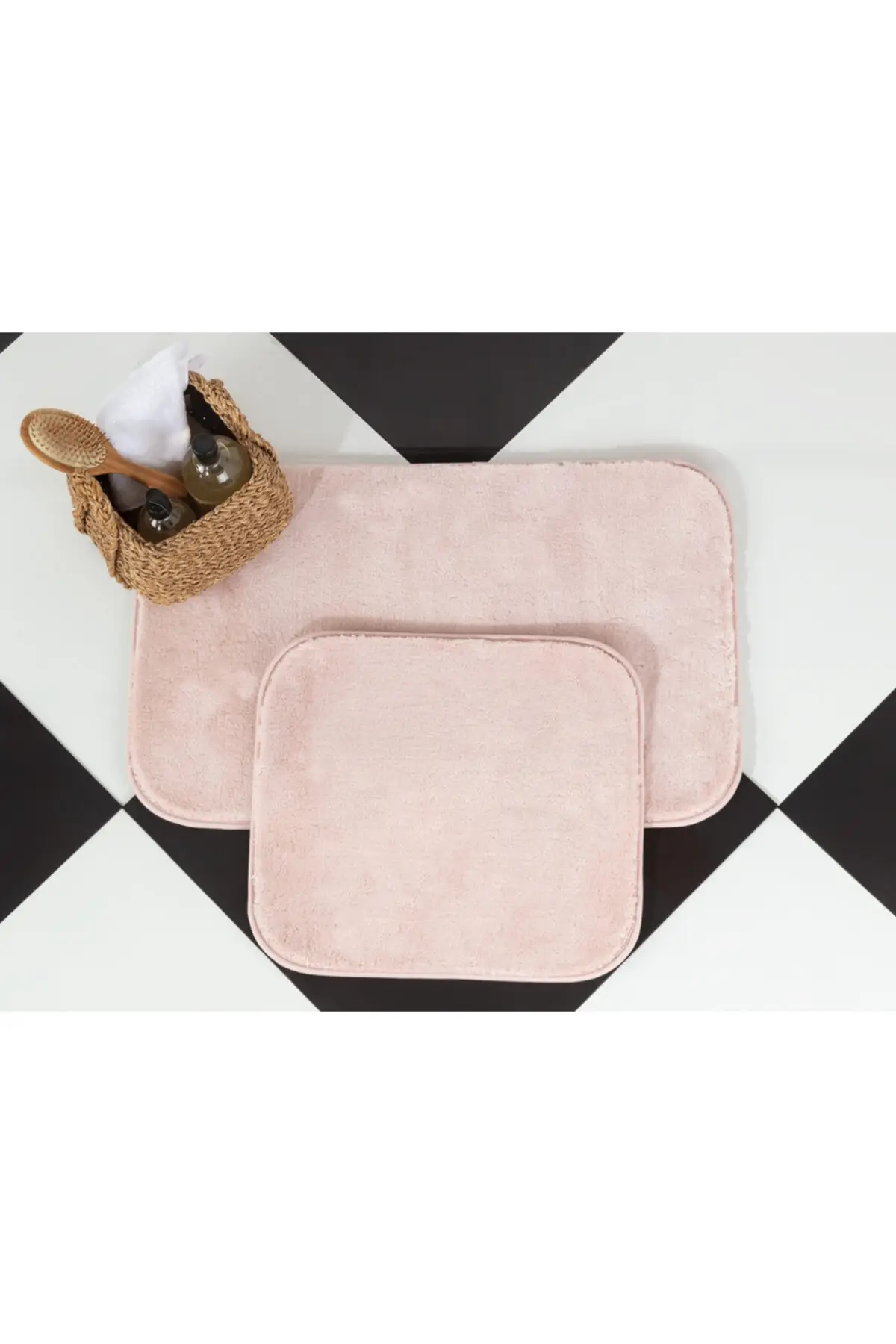 Carol 2 Pcs Bath Mat - Powder - 50x80 45x50 Cm Super Absorbent Floor Anti Slip quick Drying Bathroom Mat Floor Carpet Easy