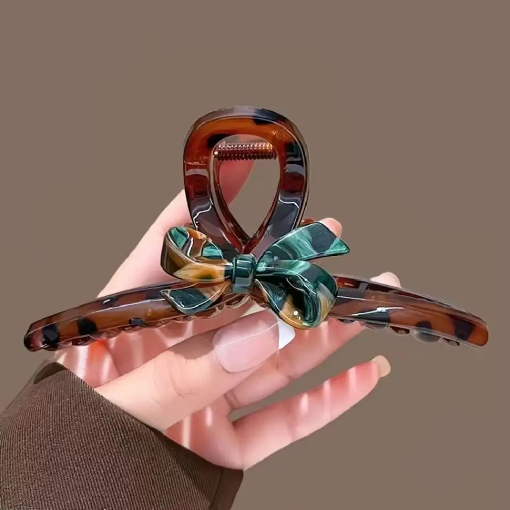 Fashion Acrylic Hair Claw Amber Hair Accessories Bow Hair Clamp Enamel Painting Shark Hair Clip Makeup