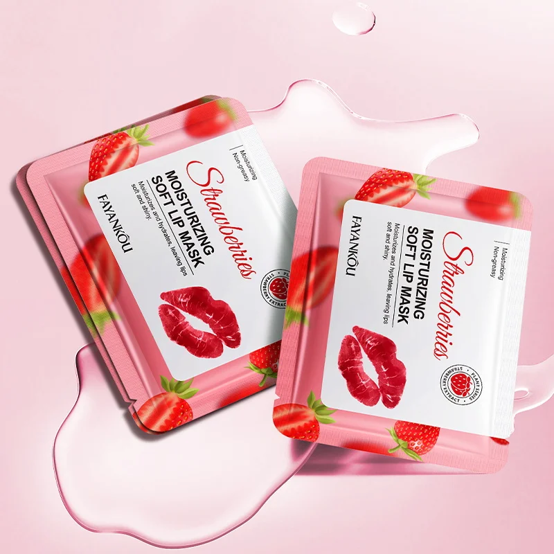 Maschera per labbra al collagene di cristallo di frutta Labbra idratanti Idratante Labbra carnose Labbra Picciate alla fragola Toppe per la cura della pelle R2E2