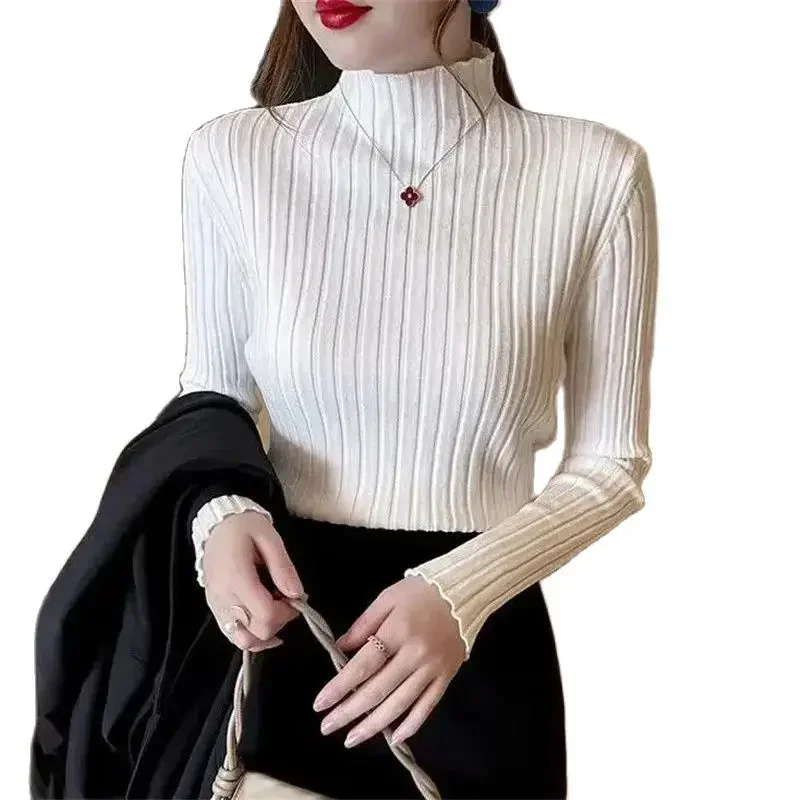 

2023 Autumn Winter Sweates Women Fall Turtleneck Sweater Knitted Soft Pullovers Cashmere Jumpers Basic Sweaters Knitwear Tops