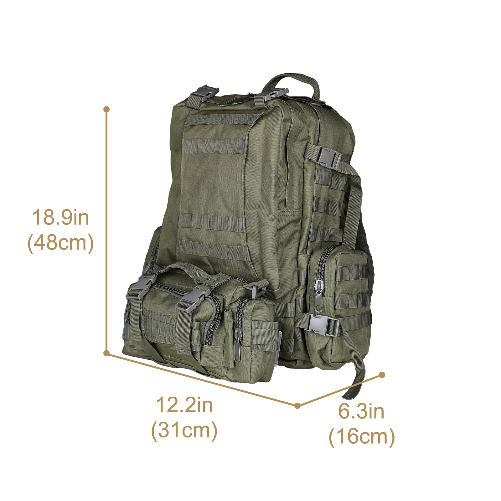 MGFLASHFORCE 30L Military Tactical Backpack, Molle Daypack for Men, Outdoor Hiking Camping Hunting Travel Rucksack
