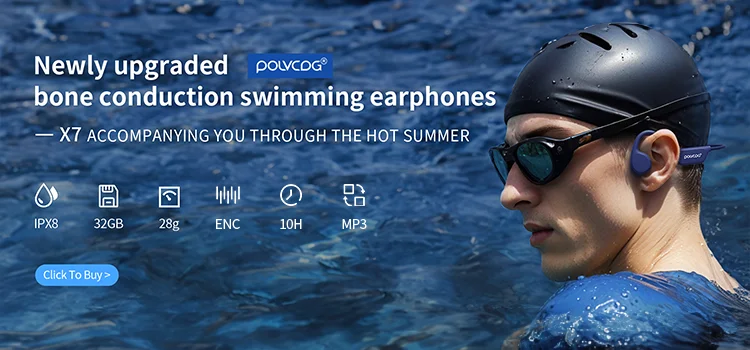 POLVCDG Knochenleitungs-Headset X7 IPX8 32GB Bluetooth 5.3 Kabelloses Headset mit Mikrofon Wasserdicht zum Schwimmen 2023 Neu – Detail 4