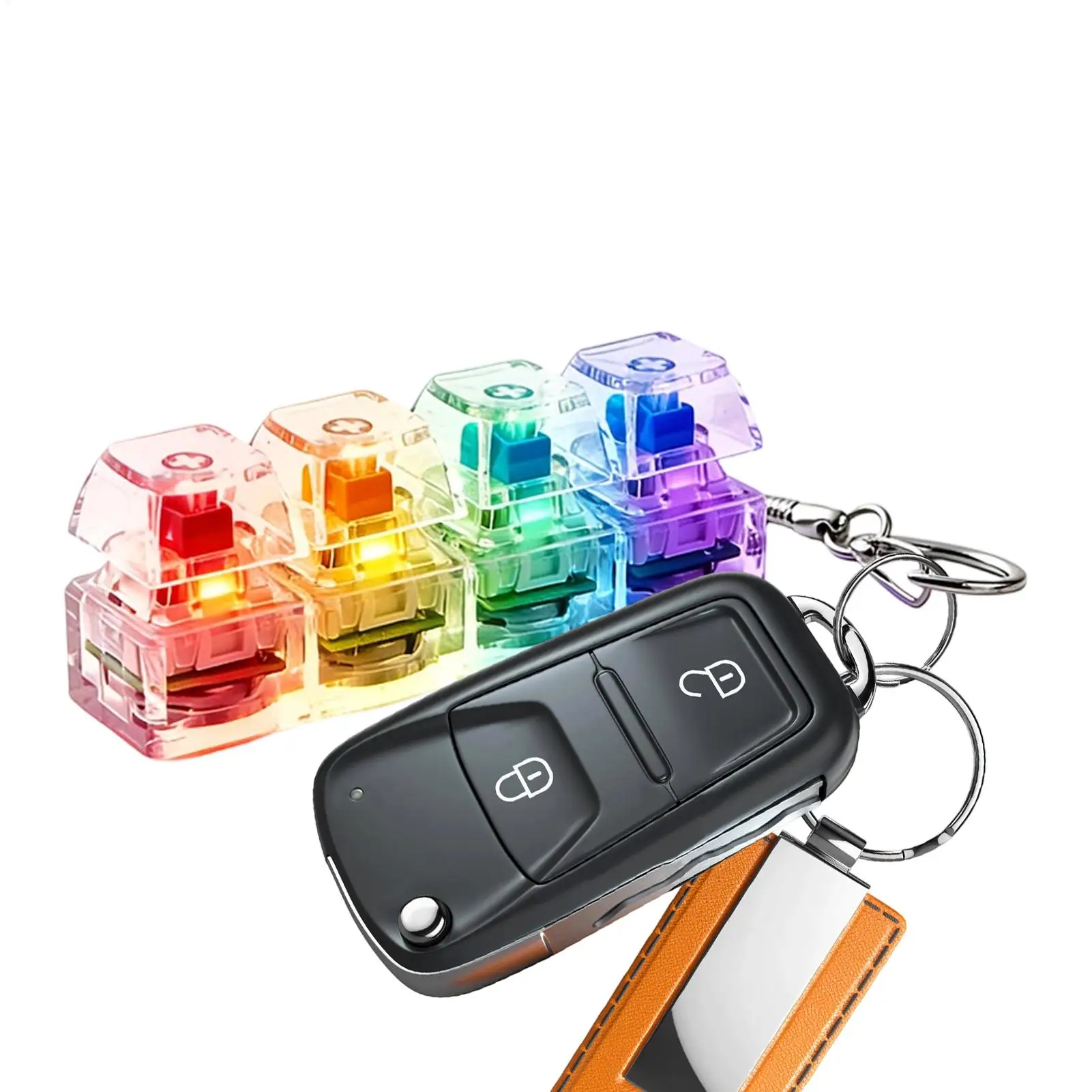 Illuminated Clickable Keyboard Keychain LED Fidget Toy for Stress Management Portable Office Desk Decoration Perfect Gift