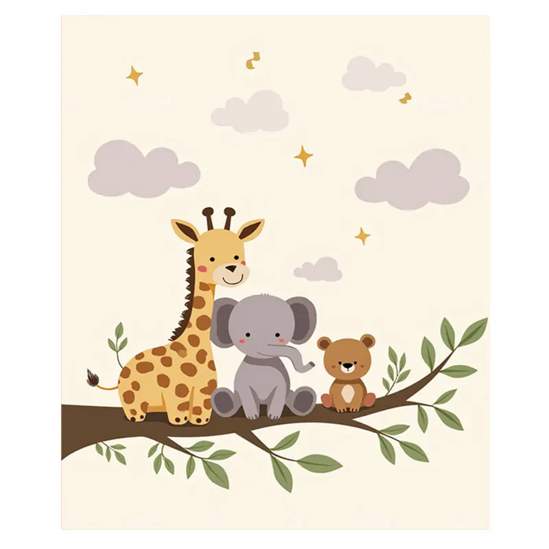 قطعة واحدة من بطانية الفانيلا اللطيفة على شكل حيوانات سفاري للأطفال - رمي ناعم ومريح على شكل الغابة