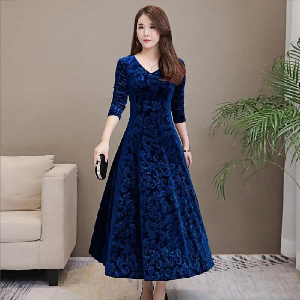 Elegant Ladies Dress Women Dress Elegant Floral Print Women's Long Sleeve Dress for Casual Party Wear in Autumn Winter