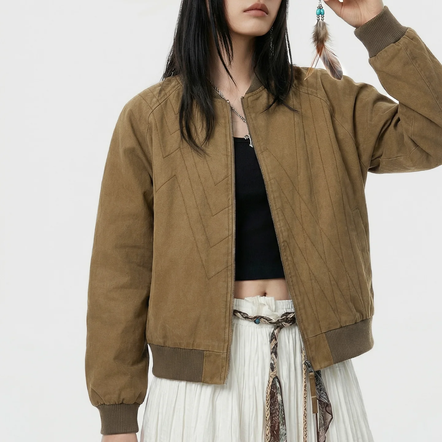 

Женская рабочая одежда Maden с бейсбольным воротником Barn, короткая повседневная куртка на молнии, коричневая верхняя одежда, свободная посадка, весеннее повседневное пальто