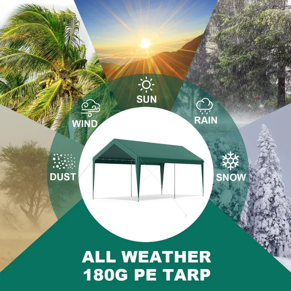 

10x20FT Heavy Duty Carport, Car Canopy Garage Boat Shelter Party Tent,UV Resistant Waterproof Canopy Four Wind-Resistant Ropes
