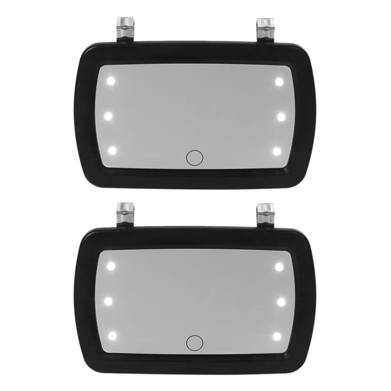 2X Car Sun Visor Mirror Makeup Sun-Shading Cosmetic Mirror Vanity Mirror Automobile Make Up Mirror With Six LED Lights