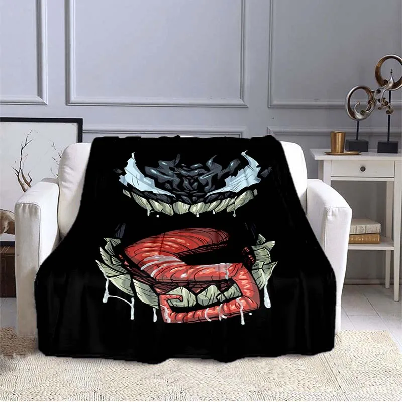 Big black mouth v-venom pattern warm Blanket Flannel Portable Comfortable Warm Blanket blankets for beds  picnic blanket