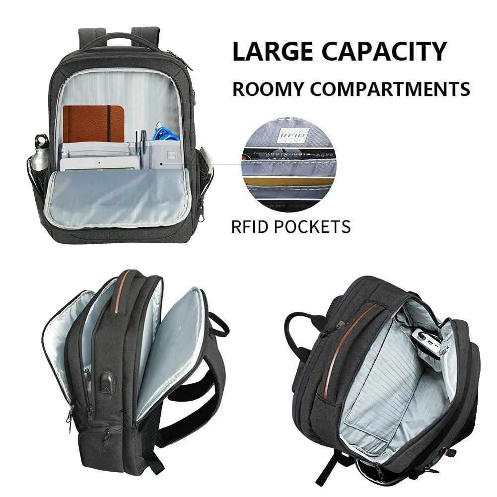 Mochila multifunción para ordenador portátil para hombre, resistente al agua, bolsa de carga USB, mochila de viaje de gran capacidad de calidad