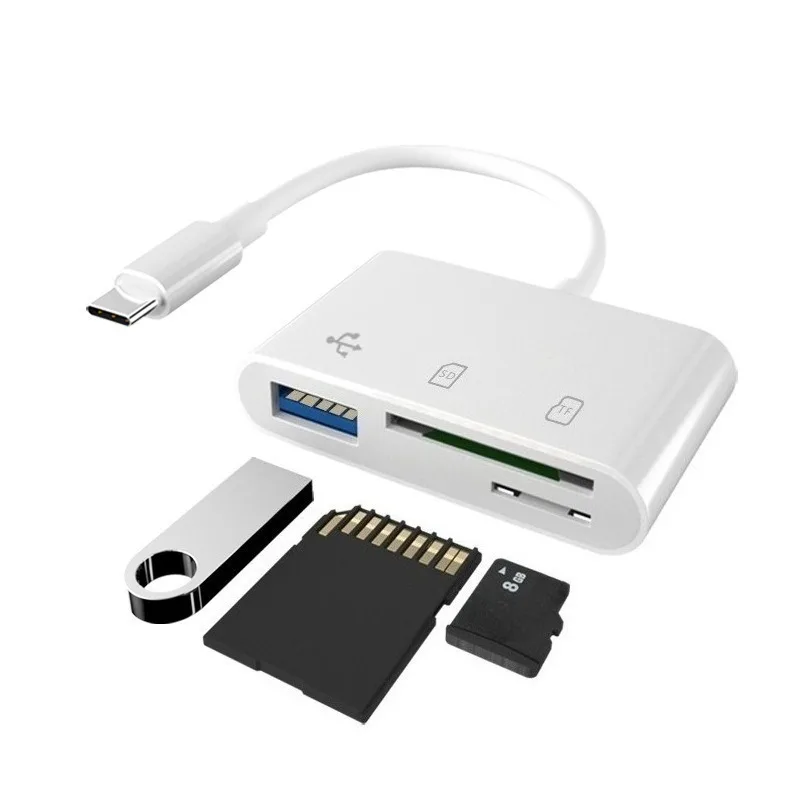 OTG SD TF Cards USB Memory Cards Reader Converter for MacBook Laptop Samsung 3 in 1 USB/Type C Multifunction Card Reader