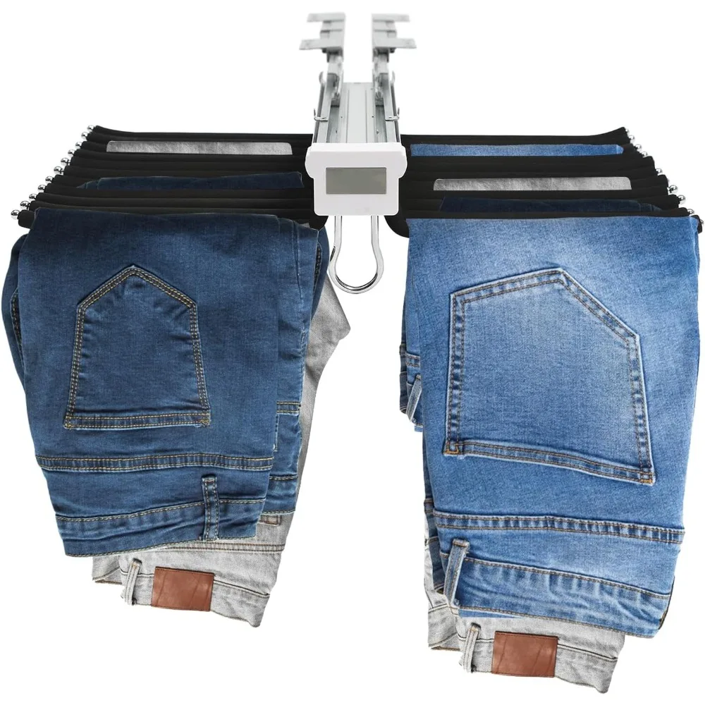 Estante extraíble para pantalones, 22 brazos, estante extraíble de acero para pantalones, colgador deslizante para pantalones, barra, organizador de armario, organizadores de ropa