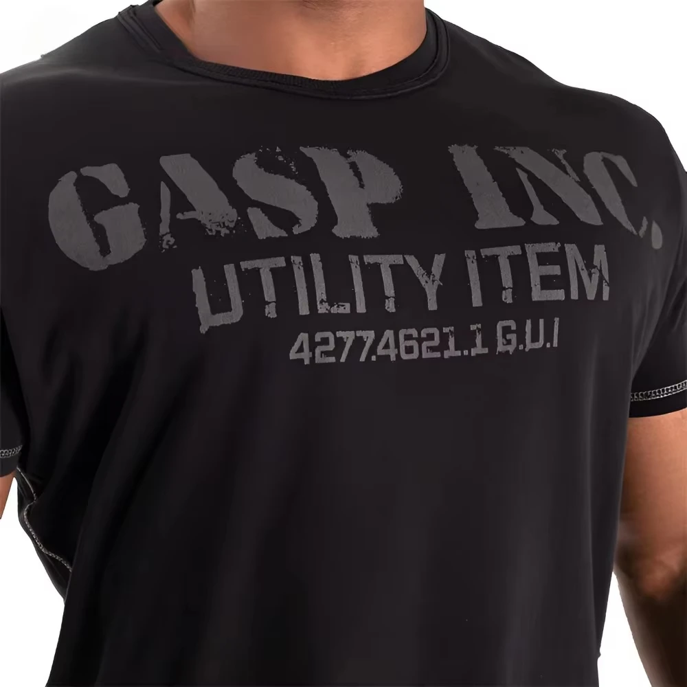 

GASPt T-shirt Summer City Fitness Fitness Muscle Training Sports Loose casual crewneck Men's T-shirt couples pure cotton