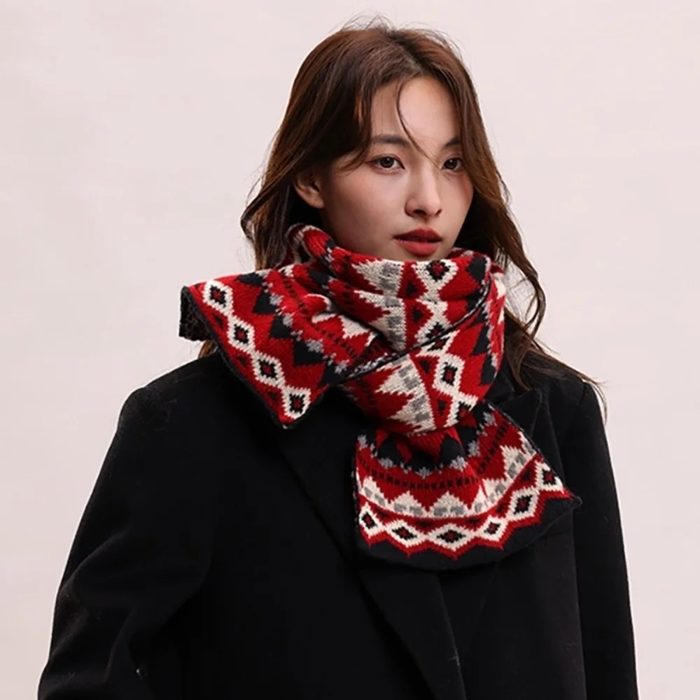 

Новый винтажный теплый вязаный ветрозащитный вязаный шарф, холодостойкая теплая шаль для спорта на открытом воздухе