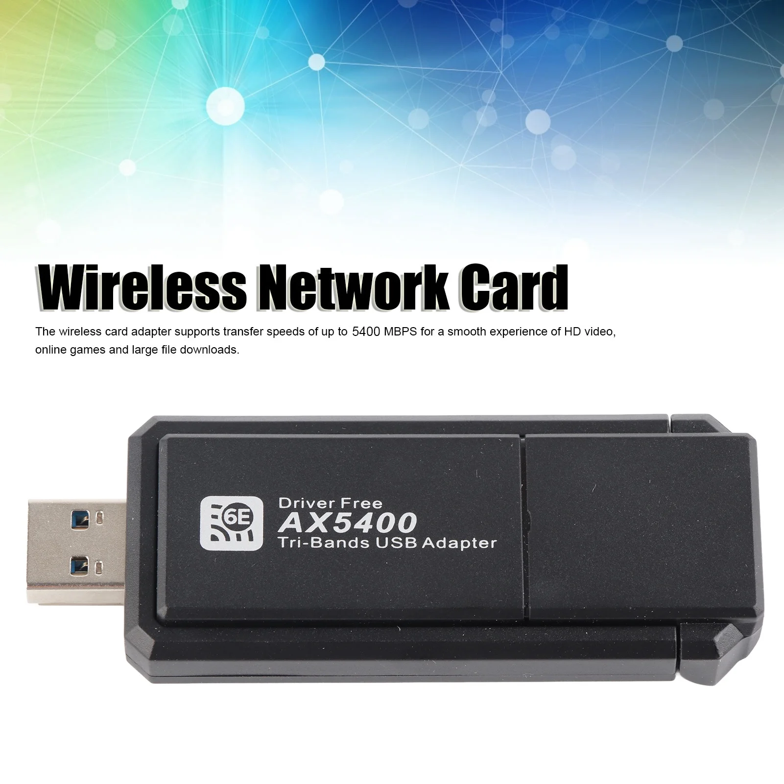 

Сетевой адаптер WiFi 6E, 5400 Мбит/с, USB-сетевая карта с трехдиапазонным подключением 2.4G/5G/6G, Plug and Play, высокое качество, для Windows 10/11