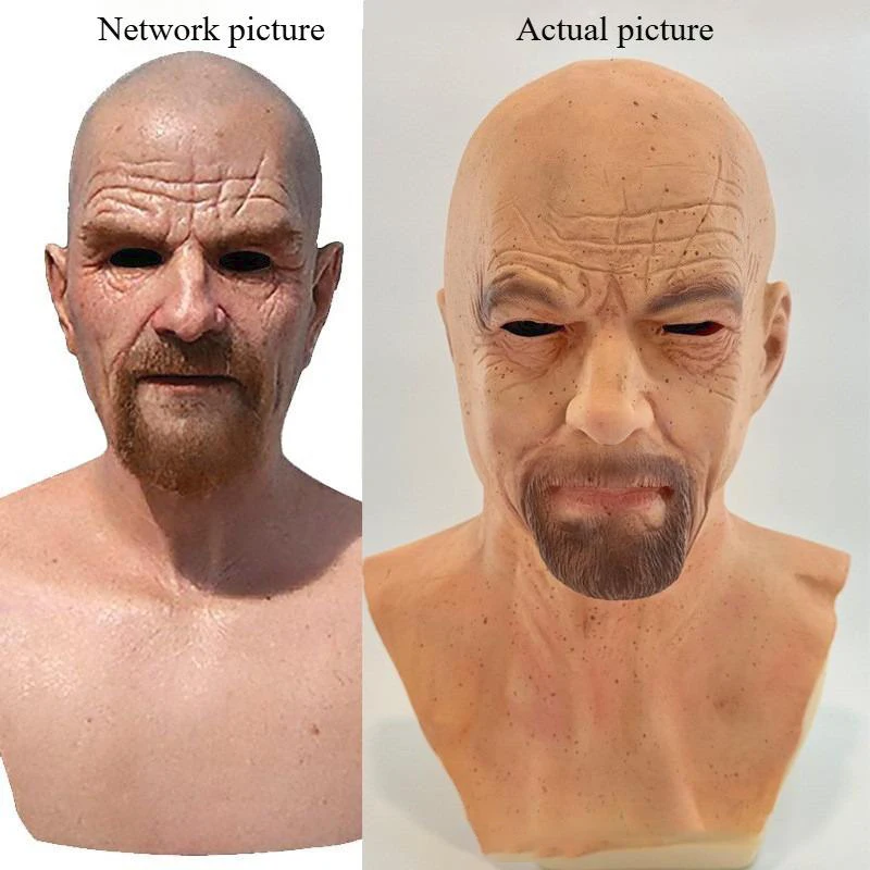 Movie Walter Hartwell White Mask Latex Mask Halloween Party Masquerade Costume Prop Cosplay Accessories for Adult