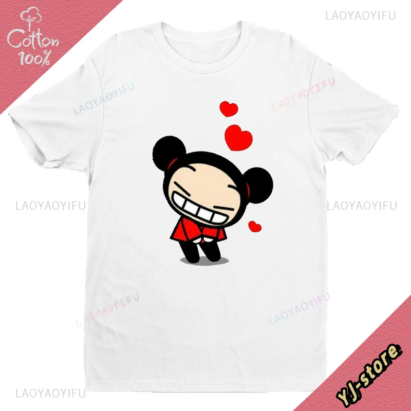 Camiseta gráfica de amantes para hombre Y mujer, ropa Unisex de Pucca Y Garu, Top 2024 de algodón, Harajuku, Tops Vintage, 100%