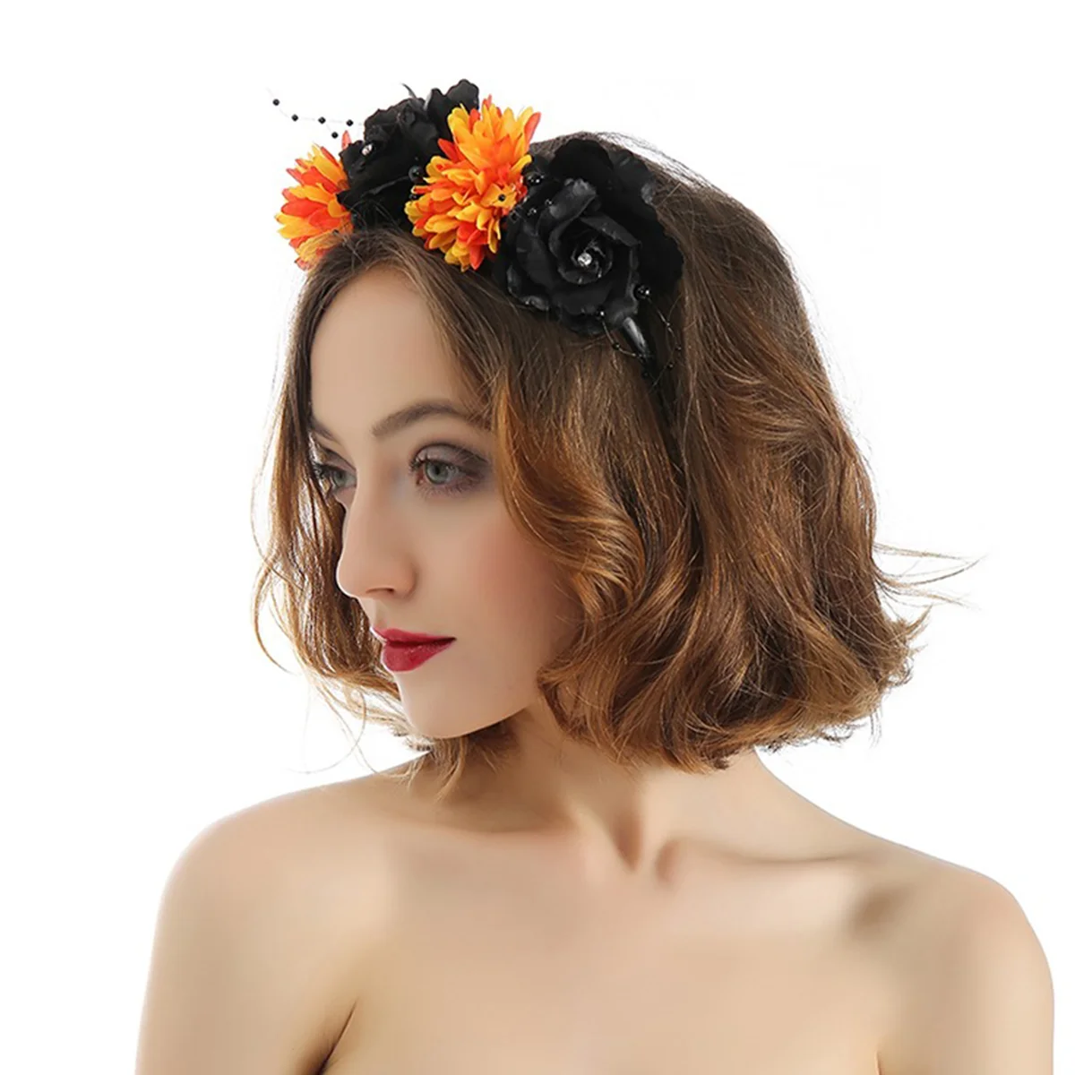 

Halloween Headband Hair Bands Simulated Flowers Headdress Hairband The Headwear Silk Cloth Floral Miss Hoop