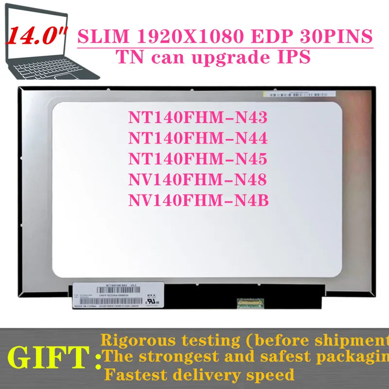 

14.0" SHORT NT140FHM-N44 FIT NT140FHM-N43 NT140FHM-N45NV140FHM-N48 NV140FHM-N4B EDP Laptop LCD Screen Display Replacement