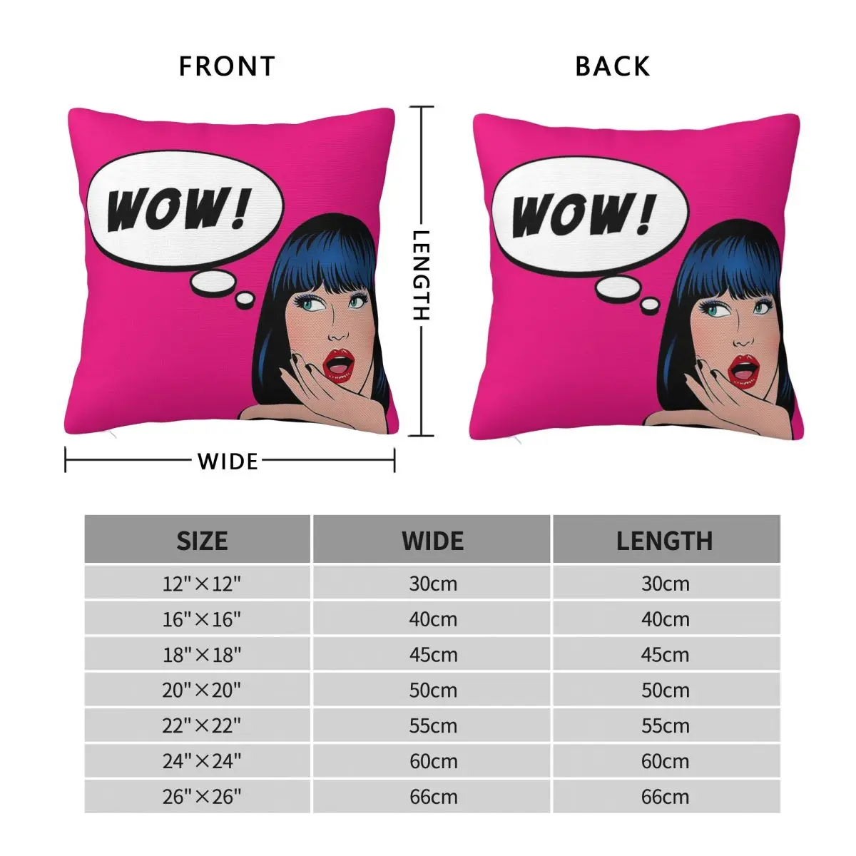 Pop Art Wow Girl Pillowcase Polyester Linen Velvet Printed Zip Decor Throw Pillow Case Sofa Cushion Cover
