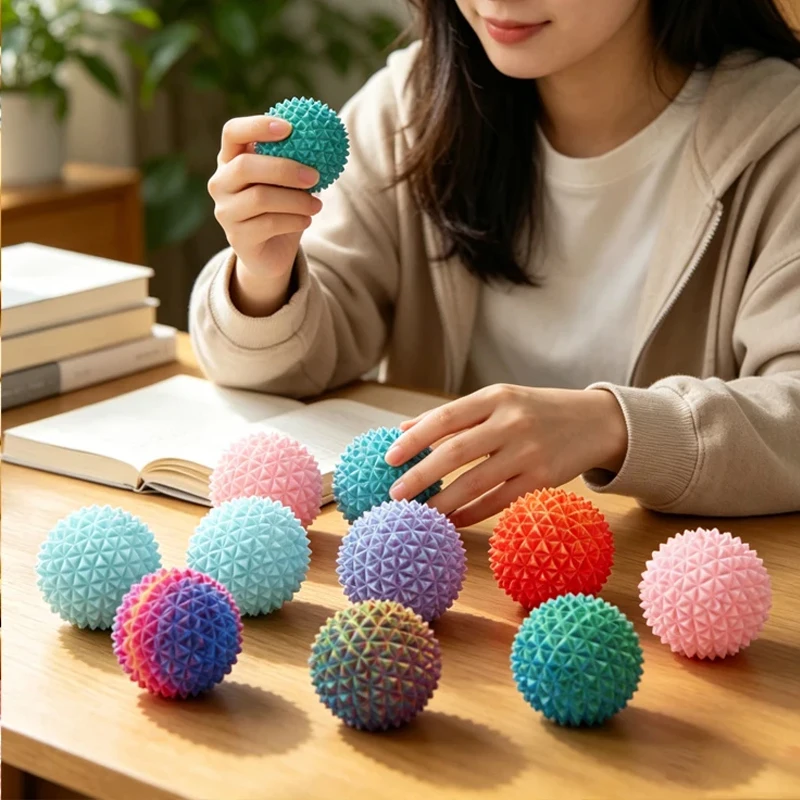 1/3 Stück Taktile Regenbogen-Spiky-Bälle, Weiche Quetsch-Stressbälle, Fidget-Massage-Spielzeug für Handübungen, Angstlinderung und Entspannung