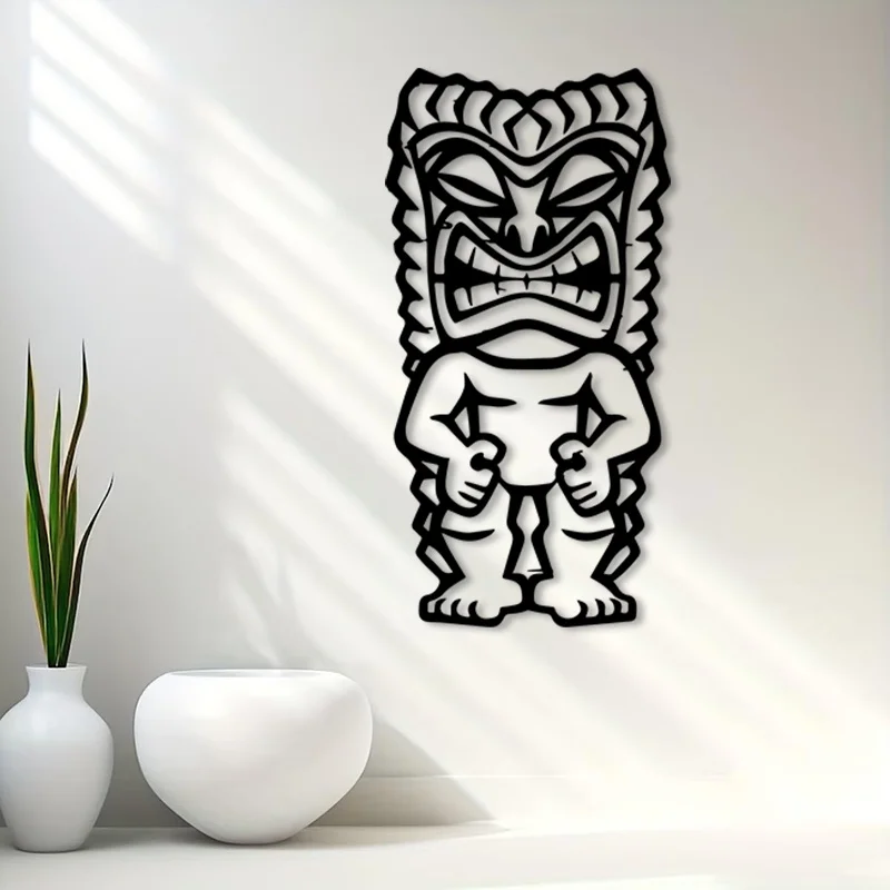 CIFBUY Tiki Metal Wall Art Powder Coated Statue Mural Tropical Patio Man Cave Polynesian Culture Decor Gift