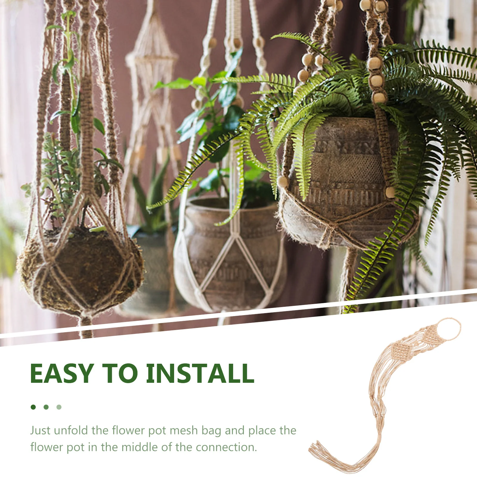 

Wall Mounted Flower Pot Net Baskets Cotton Linen Rope Hanging Planters For Indoor Plants Woven Plant Hanger Decorative