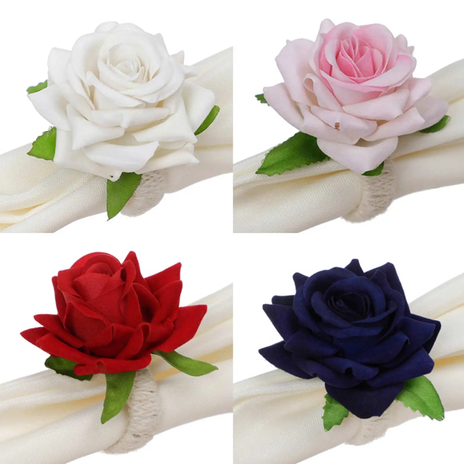 

6pcs Wreath Ring Cloth Artificial Flowers Garland Buckle Durable Wedding Supplies Table Decor Creative Napkin Clasp