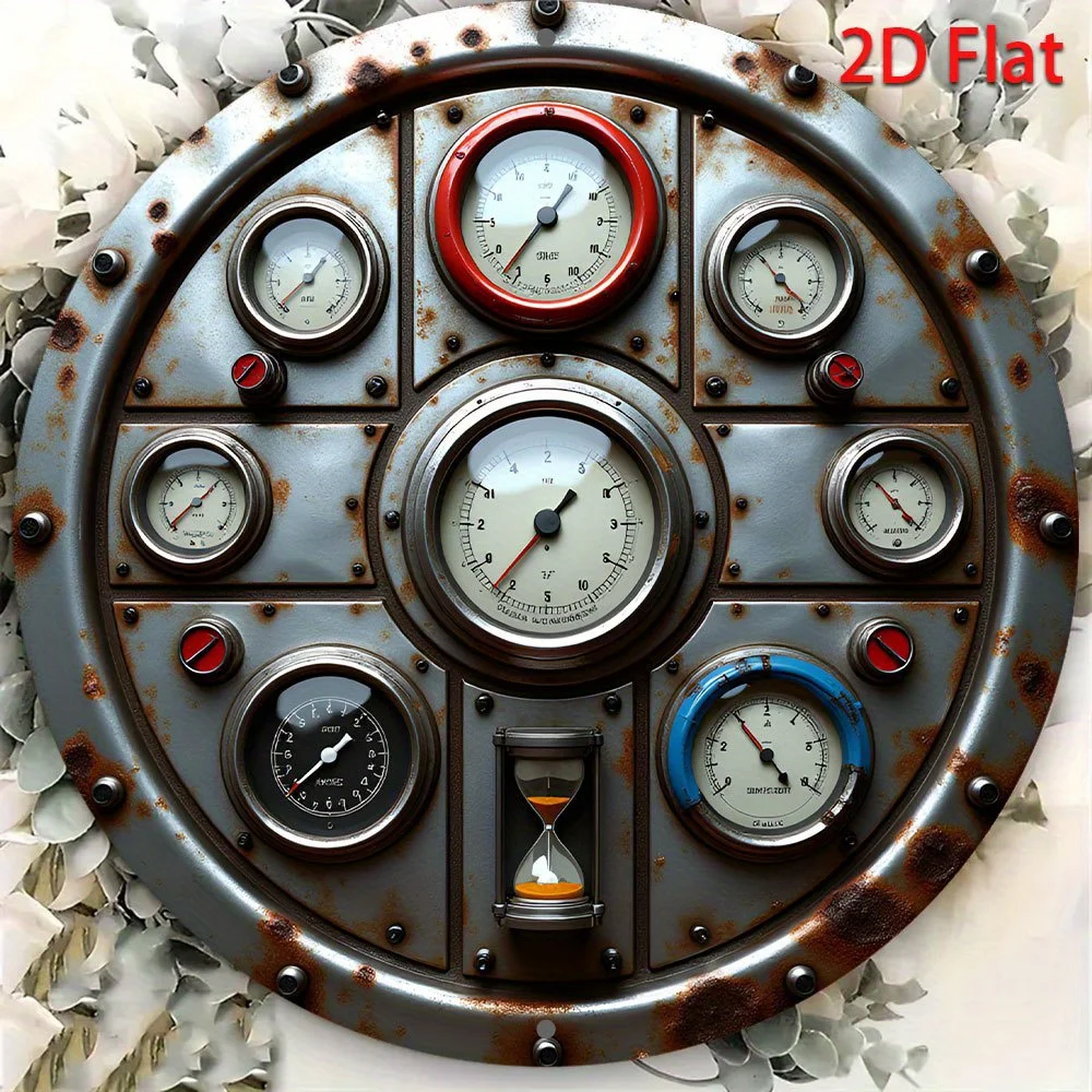 Vintage 2D Flat Aluminum Wall Art 8 Inch Round Waterproof Durable Metal Sign Retro Fire Station Dashboard Decor For Office