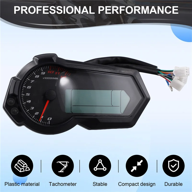 【Price Drop !!】Motorcycle Universal 1200RPM Odometer Tachometer UTV LCD Digital Speedometer Gauge For 2,4 Cylinders N1-6