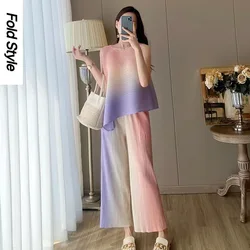 Miyake Folded 2024 Summer Set Korean Gentle Top Two Piece Set with Temperament and Age Reducing Leisure Fashion Women's Wear