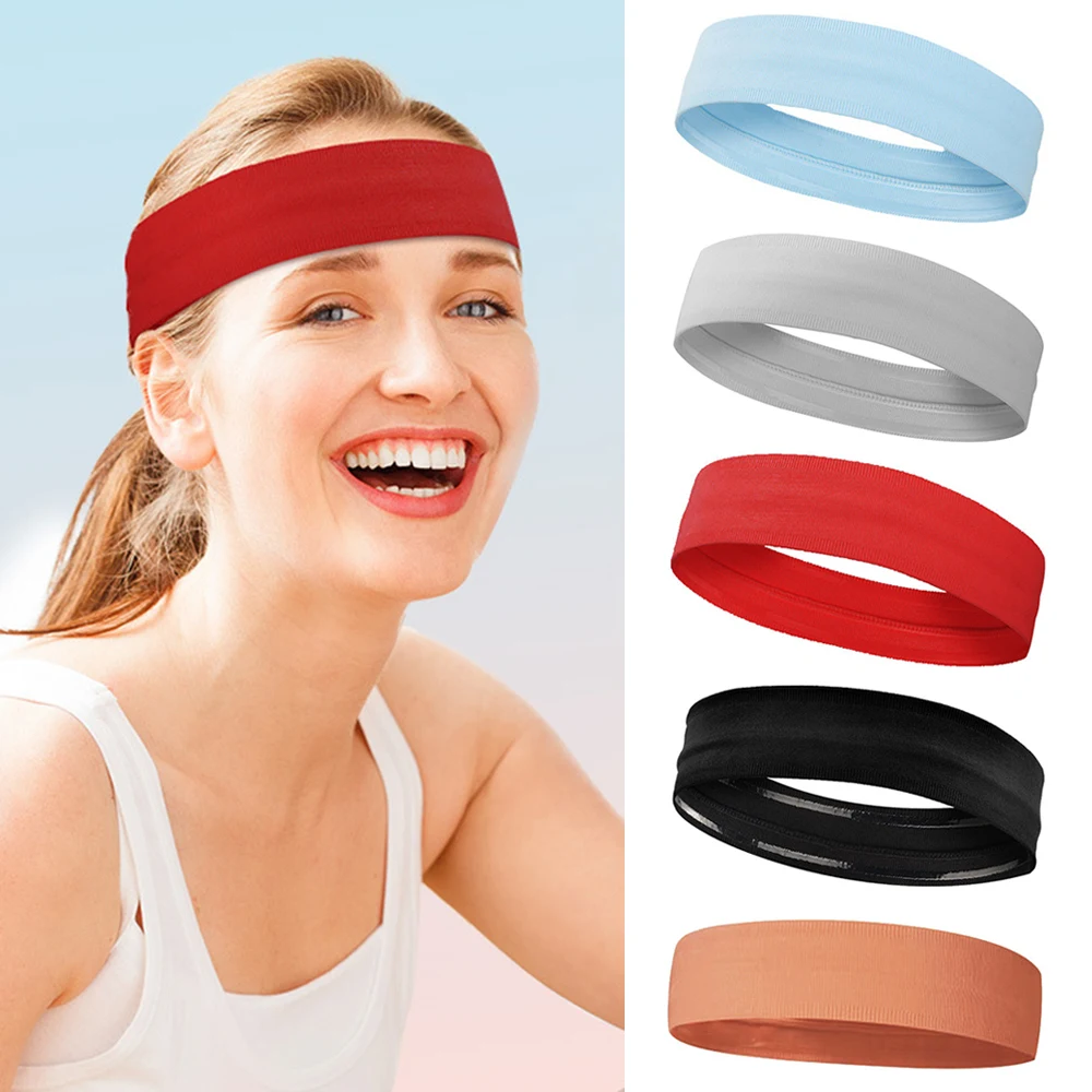 Men Sport Elastic Headbands Thick Non-Slip Sweatband Sports Gym Headband Women Men Breathable Basketball Fitness Yoga Hair Band