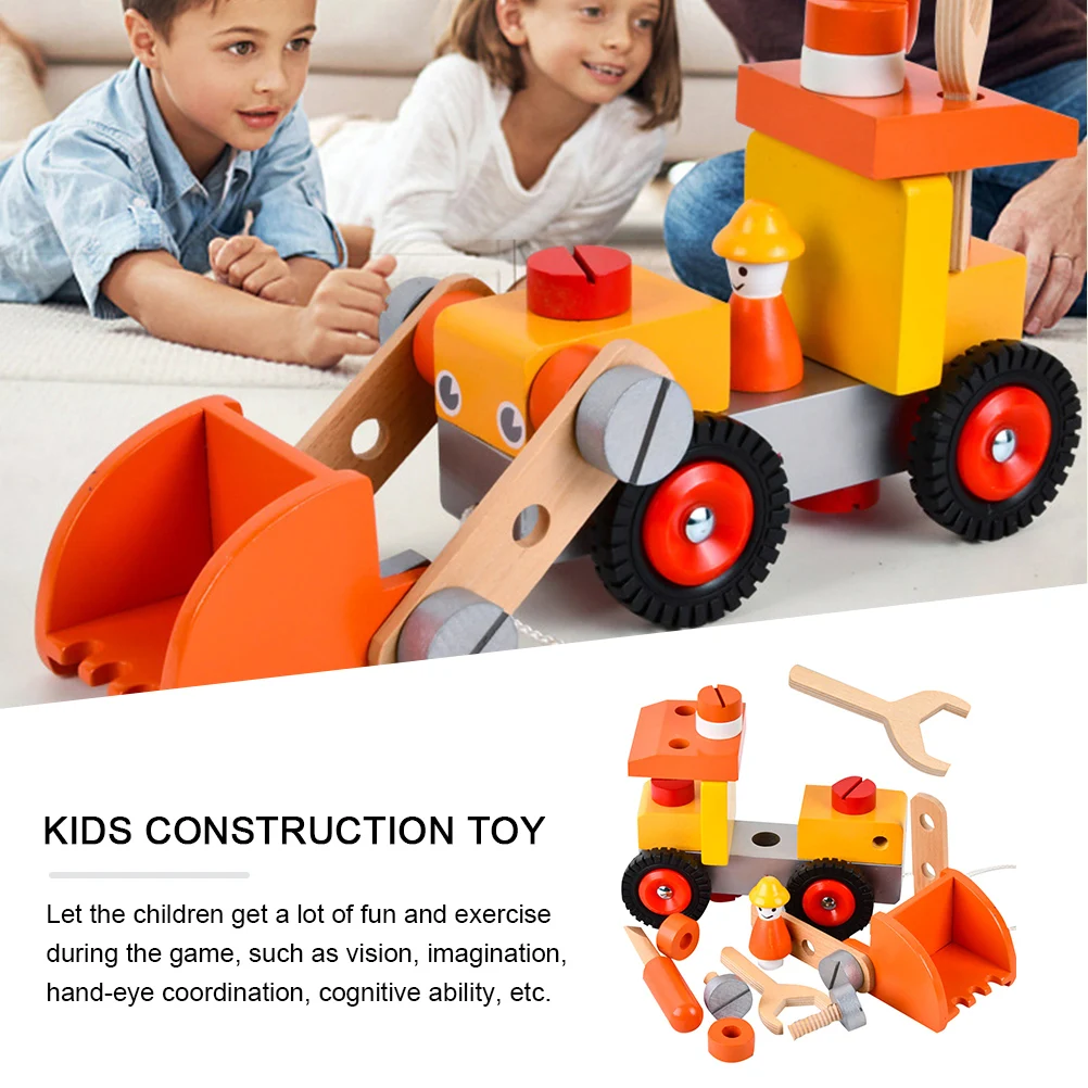 

Wooden Excavator Educational Kids Construction Toy Realistic Details Boys Birthday Gift Assembled Toy Non Remote Control Model