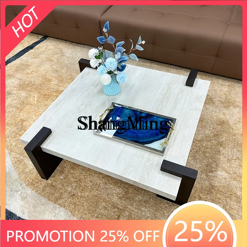 

SM antique light luxury minimalist high-end rock slab coffee table living room household small apartment retro coffee